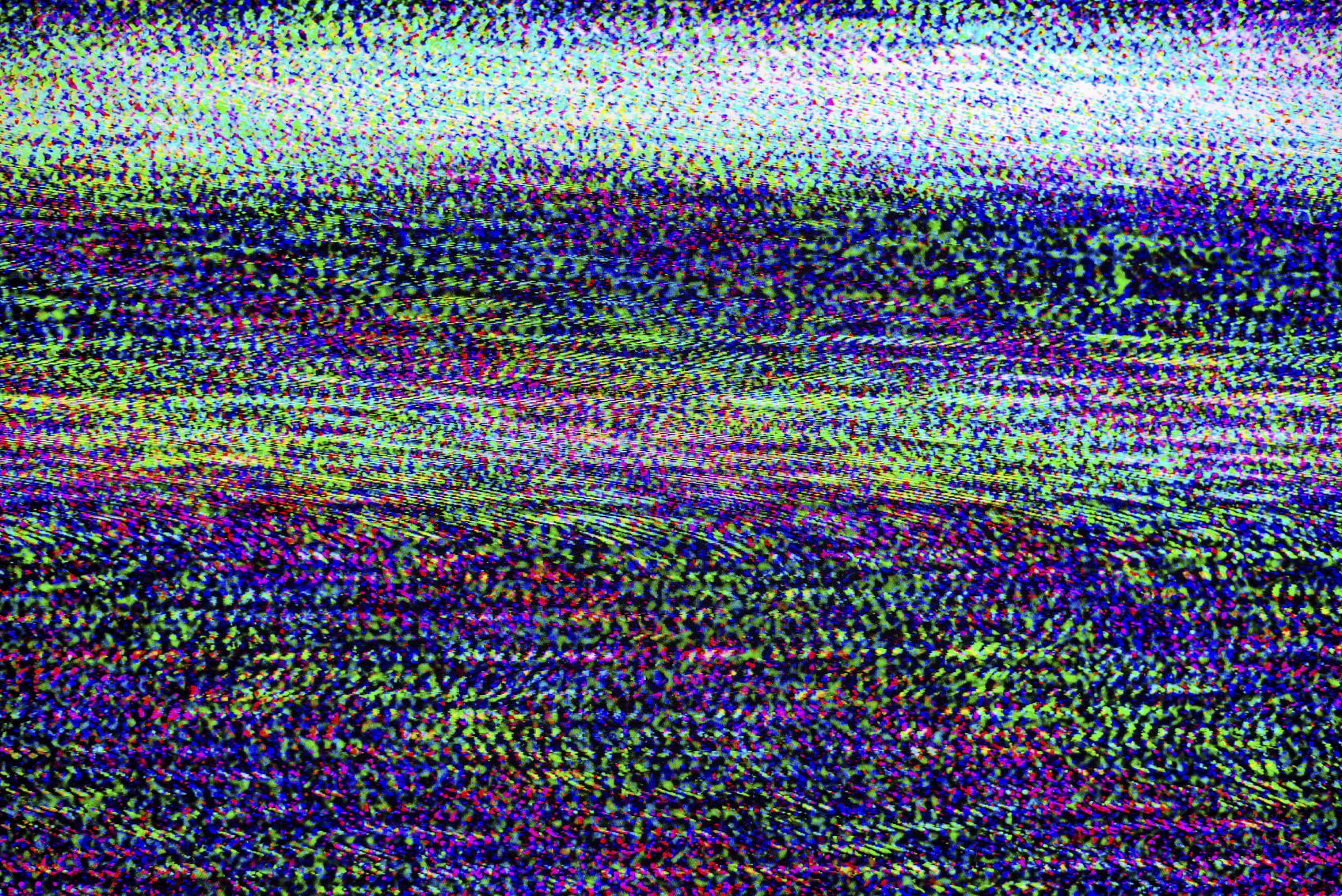 TV damage, bad sync TV channel, RGB LCD television screen with static noise from poor broadcast signal reception as analogue technology background.